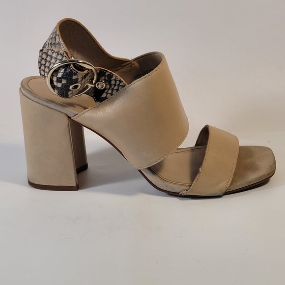 Banana Republic Beige Snake Print Ankle Strap Heeled Sandals Women's Size 7M - Picture 5 of 9